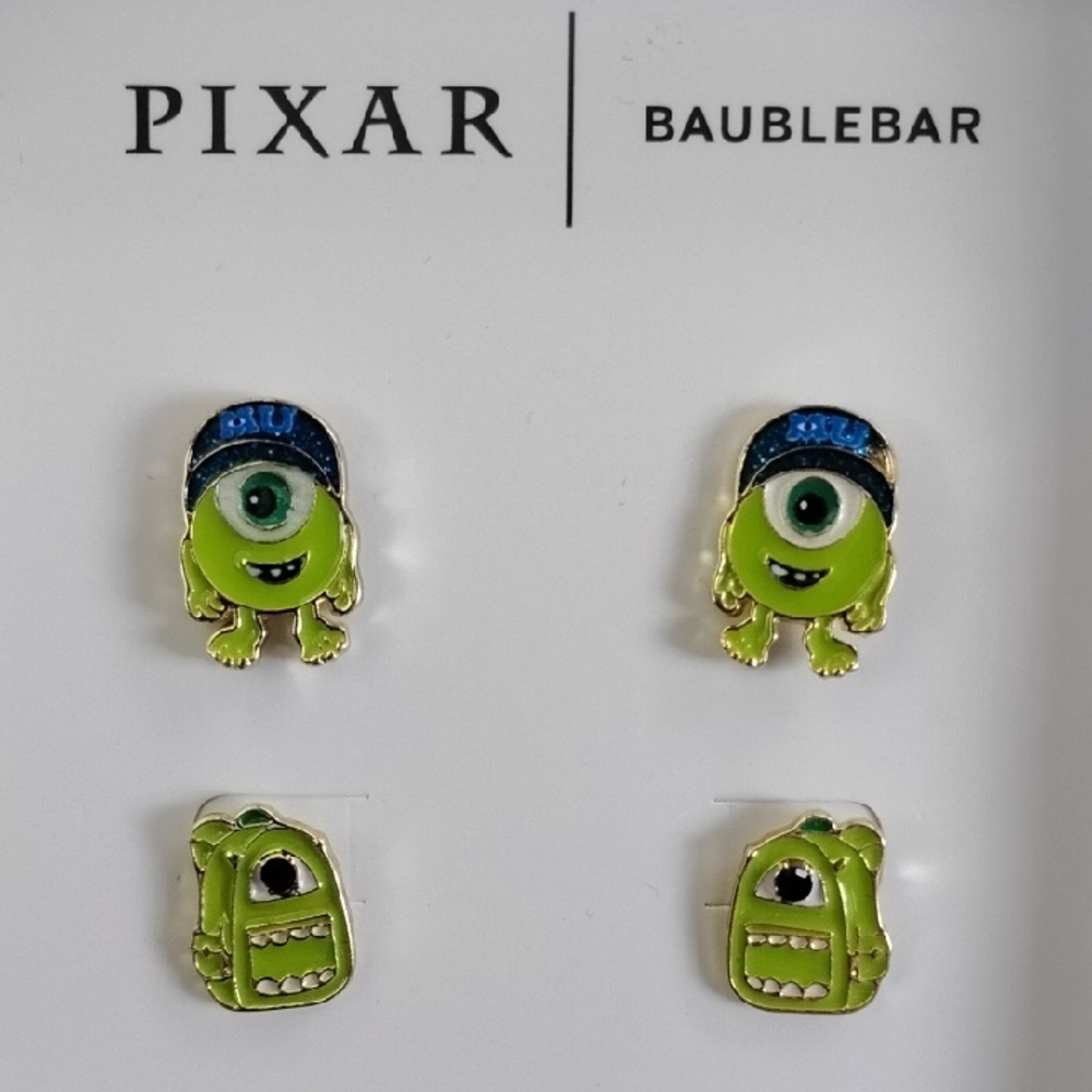 Pixar x BaubleBar Monsters University Mike Wazowski stud earring set